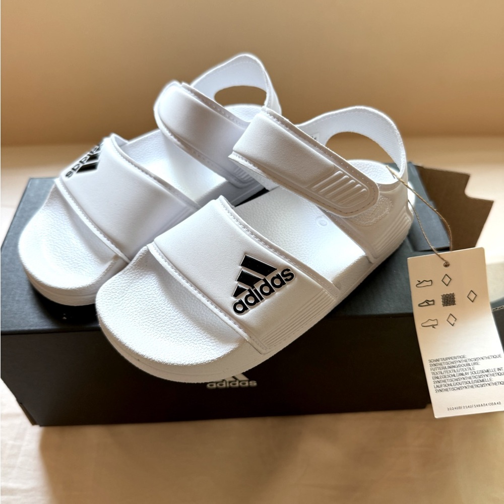 NEW Adidas Adilette Sandal Kids 10K White